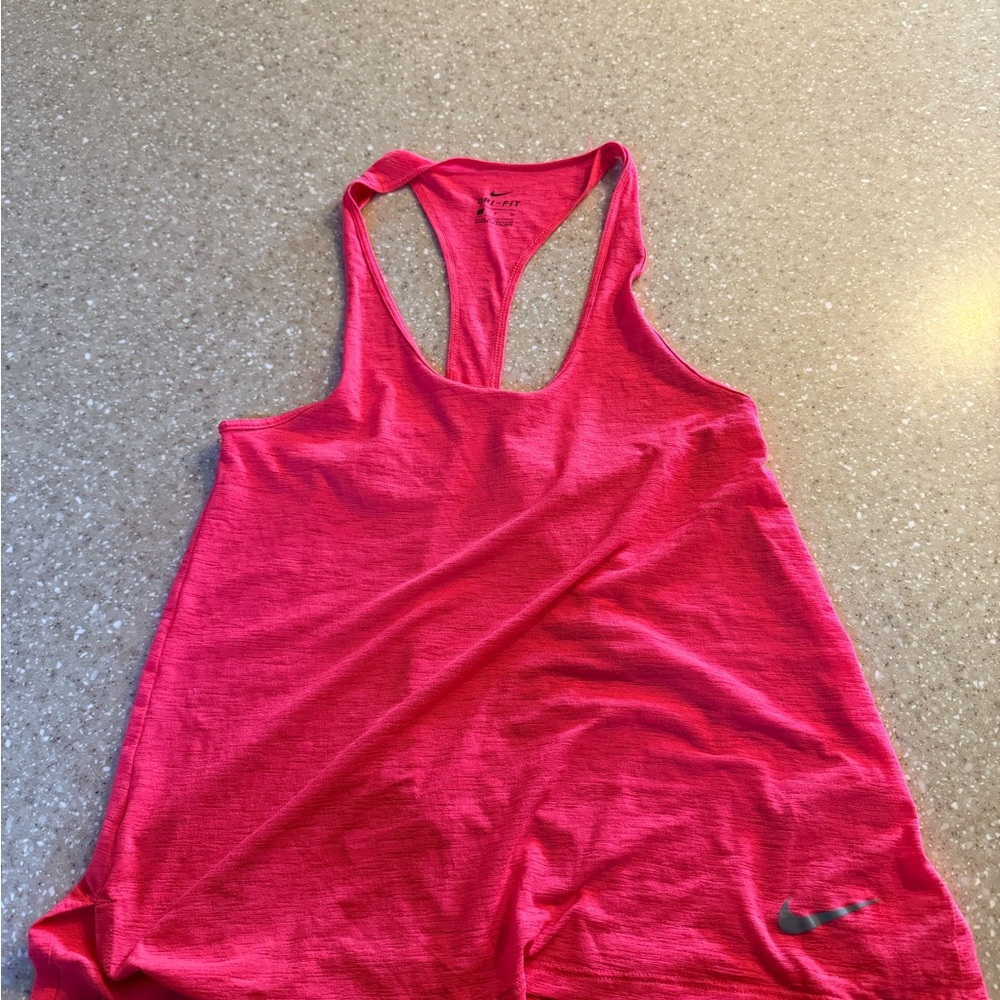 Nike Womens Vibrant Pink Racerback Tank Top Dri-FIT Athletic Training Gym Small